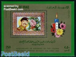 Iraq 1984 Saddam Hussein Birthday S/s, Mint NH, History - Nature - Politicians - Flowers & Plants - Irak