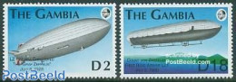 Gambia 1993 Graf Von Zeppelin 2v, Mint NH, History - Transport - Germans - Zeppelins - Zeppelins