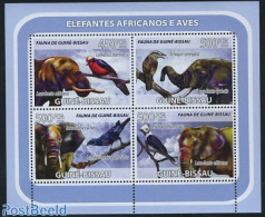 Guinea Bissau 2008 Elephants & Birds 4v M/s, Mint NH, Nature - Birds - Elephants - Guinea-Bissau