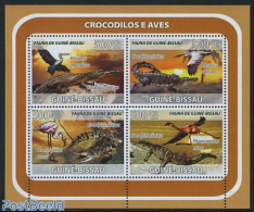Guinea Bissau 2008 Crocodiles & Birds 4v M/s, Mint NH, Nature - Birds - Crocodiles - Reptiles - Guinea-Bissau