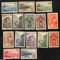 Monaco 1940 Red Cross Overprints 15v, Mint NH, Health - Red Cross - Unused Stamps
