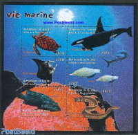 Guinea, Republic 2001 Marine Life 6v M/s, Mint NH, Nature - Fish - Sea Mammals - Turtles - Poissons