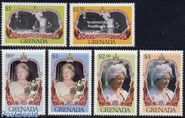Grenada 1985 Queen Mother 6v, Mint NH, History - Nature - Kings & Queens (Royalty) - Flowers & Plants - Familles Royales