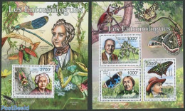 Central Africa 2011 Entomologists 2 S/s, Mint NH, Nature - Butterflies - Insects - Repubblica Centroafricana