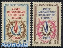 French Polynesia 1968 Human Rights 2v, Mint NH, History - Human Rights - United Nations - Nuevos