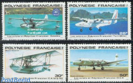 French Polynesia 1980 Aeroplanes 4v, Mint NH, Transport - Aircraft & Aviation - Neufs