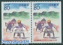 Japan 2000 Wheelchair Marathon Booklet Pair, Mint NH, Health - Sport - Disabled Persons - Sport (other And Mixed) - Unused Stamps