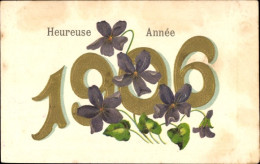 Gaufré CPA Glückwunsch Neujahr 1906, Blumen - Nouvel An