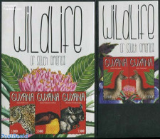 Guyana 2012 Wildlife Of South America 2 S/s, Mint NH, Nature - Animals (others & Mixed) - Birds - Flowers & Plants - Guyane (1966-...)