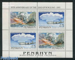 Penrhyn 1995 End Of World War II, M/s, Mint NH, History - Transport - World War II - Aircraft & Aviation - Ships And B.. - WO2