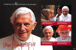 Micronesia 2012 Pope Benedict XVI 85th Birthday 4v M/s, Mint NH, Religion - Pope - Religion - Pausen