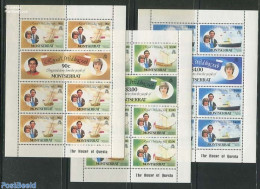 Montserrat 1981 Charles & Diana 3 M/s, Mint NH, History - Transport - Charles & Diana - Kings & Queens (Royalty) - Shi.. - Familles Royales
