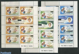 Montserrat 1982 On Service, Charles & Diana  3 M/s, Mint NH, History - Transport - Charles & Diana - Kings & Queens (R.. - Familles Royales