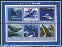 Mozambique 2002 Whales 6v M/s, Mint NH, Nature - Sea Mammals - Mozambico
