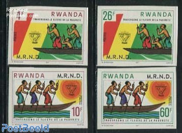 Rwanda 1978 Revolutionary Development 4v Imperforated, Mint NH, Sport - Transport - Kayaks & Rowing - Ships And Boats - Rowing
