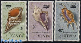 Kenia 1975 Overprints 3v, Mint NH, Nature - Shells & Crustaceans - Vita Acquatica