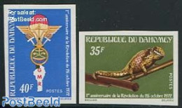 Dahomey 1973 October Revolution 2v, Imperforated, Mint NH, Nature - Animals (others & Mixed) - Reptiles - Autres & Non Classés