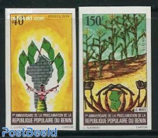 Benin 1976 Anniversary Of Republic 2v, Imperforated, Mint NH, Various - Agriculture - Ungebraucht