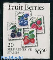 United States Of America 1999 Fruit Berries Booklet (20x33c S-a), Mint NH, Nature - Fruit - Stamp Booklets - Ongebruikt