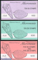 Micronesia 1989 Shells 3 Booklets, Mint NH, Nature - Shells & Crustaceans - Stamp Booklets - Meereswelt