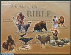 Liberia 2006 Animals Of The Bible 4v M/s, Goat, Mint NH, Nature - Religion - Animals (others & Mixed) - Bears - Birds .. - Christianisme