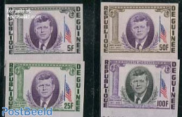 Guinea, Republic 1964 J.F. Kennedy 4v, Imperforated, Mint NH, History - American Presidents - Other & Unclassified