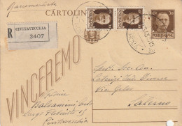 Italy. A219. Civitavecchia. 1931. Cartolina Postale Raccomandata VINCEREMO, Con Annullo CIVITAVECCHIA *ROMA* - Marcophilia