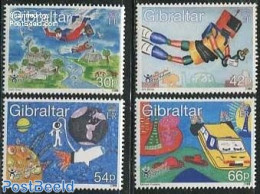 Gibraltar 2000 Future On Stamps 4v, Mint NH, Art - Children Drawings - Gibraltar