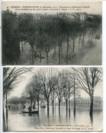 LOT 2 CPA Voyagé 1910 * ANGERS INONDATIONS De Décembre 1910 Panorama Boulevard Ayrault & Place Ney Gare St Serge - Angers