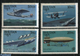 Bhutan 1983 Aviation Bicentenary 4v, Mint NH, Transport - Aircraft & Aviation - Zeppelins - Airplanes