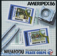 Niuafo'ou 1986 Ameripex S/s SPECIMEN, Mint NH, Stamps On Stamps - Briefmarken Auf Briefmarken