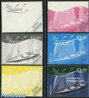 New Zealand 2002 Sailing Colour Separation 5v+final Stamp, Mint NH, Transport - Ships And Boats - Nuovi