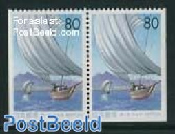 Japan 1997 Sailing Bottom Booklet Pair, Mint NH, Sport - Transport - Sailing - Ships And Boats - Unused Stamps