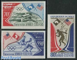 Mali 1973 Africa-USA Sports 3v, Imperforated, Mint NH, Sport - Sport (other And Mixed) - Swimming - Swimming