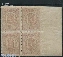 Netherlands 1869 1/2c, Perf. 13.25, Block Of 4 [+] With Right Border, MNH, Mint NH - Ungebraucht