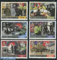 Isle Of Man 2013 150 Years Police 6v, Mint NH, Nature - Transport - Various - Dogs - Automobiles - Motorcycles - Polic.. - Coches