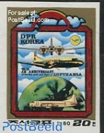 Korea, North 1980 First Post-War Flight 1v, Imperforated, Mint NH, Transport - Various - Aircraft & Aviation - Globes - Airplanes