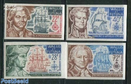 Wallis & Futuna 1973 Explorers 4v, Imperforated, Mint NH, History - Transport - Explorers - Ships And Boats - Erforscher