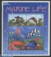 Tuvalu 2000 Marine Life 6v M/s, Mint NH, Nature - Birds - Fish - Sea Mammals - Fishes