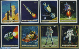 Burundi 1969 Apollo 11 8v Imperforated, Mint NH, Transport - Ships And Boats - Space Exploration - Bateaux