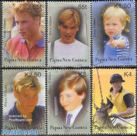 Papua New Guinea 2003 Prince William 6v, Mint NH, History - Nature - Kings & Queens (Royalty) - Horses - Familles Royales
