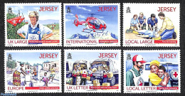 Jersey 2013 150 Years Red Cross 6v, Mint NH, Health - Nature - Transport - Red Cross - Water, Dams & Falls - Automobil.. - Rotes Kreuz