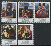 Saint Vincent 2012 Christmas 5v, Mint NH, Religion - Christmas - Art - Paintings - Kerstmis