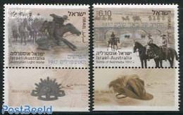 Israel 2013 Battle Of Beersheba 2v, Joint Issue Australia, Mint NH, History - Nature - Various - Militarism - Horses -.. - Unused Stamps (with Tabs)