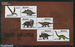 Saint Vincent & The Grenadines 2013 Bequia, Dinosaurs 6v M/s, Mint NH, Nature - Prehistoric Animals - Préhistoriques
