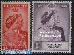 Pitcairn Islands 1949 Royal Silver Wedding 2v, Unused (hinged), History - Kings & Queens (Royalty) - Königshäuser, Adel