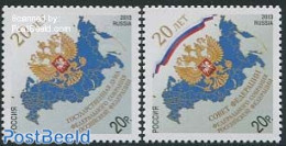Russia 2013 Federation Council 2v (different Texts Below Map), Mint NH, History - Various - Coat Of Arms - Maps - Aardrijkskunde