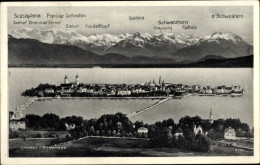 CPA Lindau Am Bodensee Schwaben, Insel, Brücken, Alpen, 3 Schwestern, Schwarzhorn, Fundelkopf - Autres & Non Classés