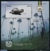 Colombia 2016 Quindio S/s, Mint NH, Nature - Birds - Birds Of Prey - Horses - National Parks - Nature