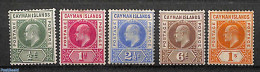 Cayman Islands 1901 Definitives, King Edward VII, WM CA-Crown, 5v, Unused (hinged) - Cayman Islands